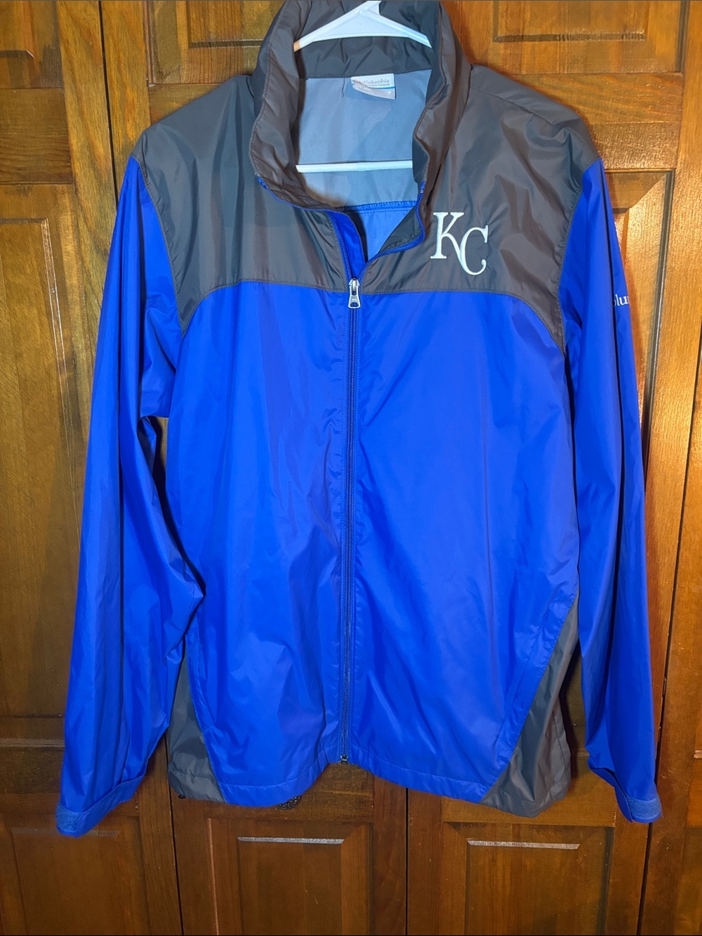 KC Royals Columbia Blue and Gray Windbreaker Jacket
